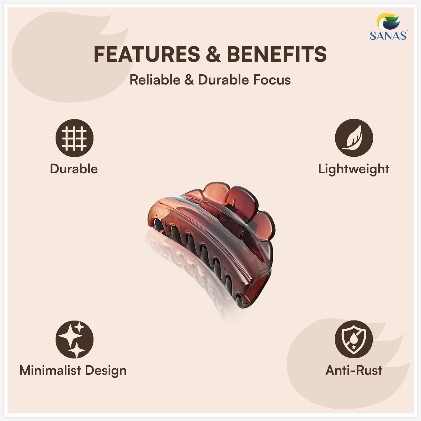 SANAS (3 Pcs) Small Hair Claw Clips Stylish Aesthetic Clutchers Cute Hair Accessories for Women and Girls Versatile 3 Shades (3 Pcs)