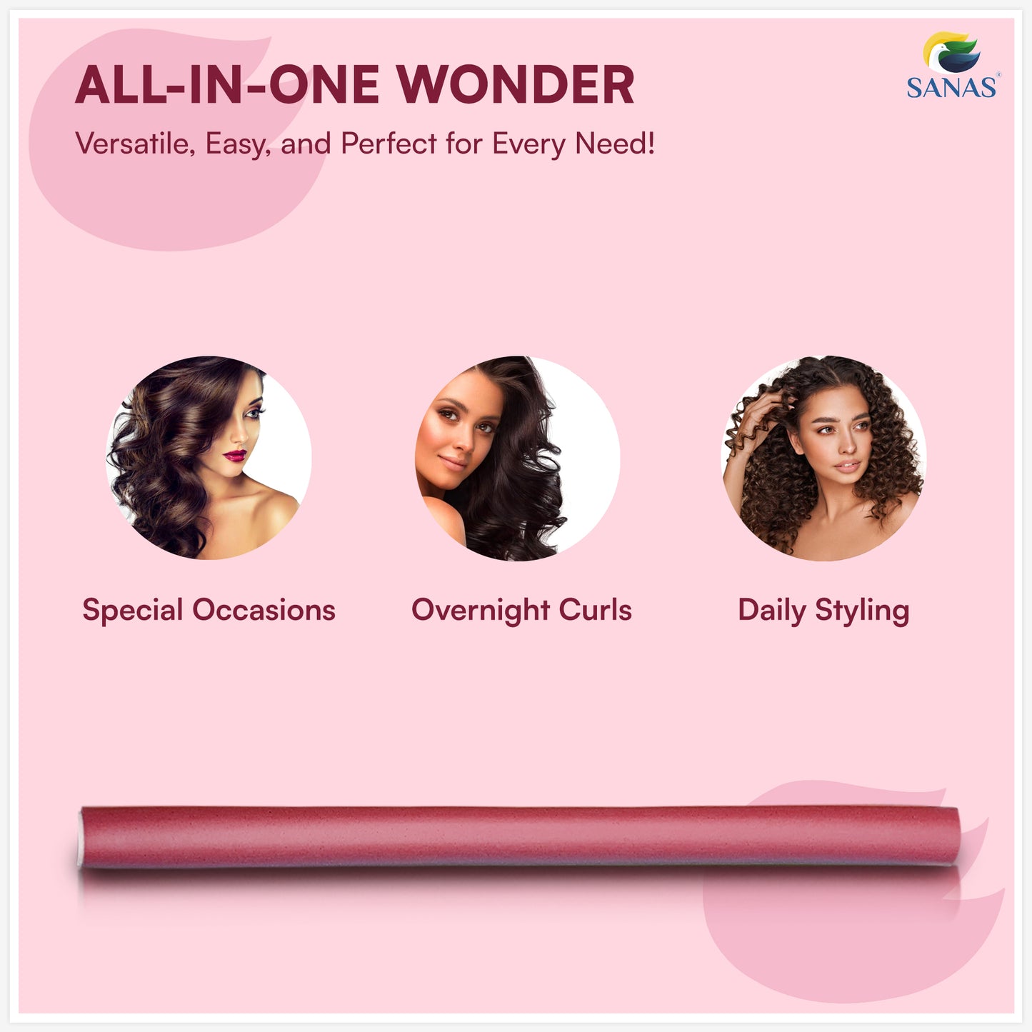 Sanas Heatless Curler For Hair Women Flexi Rods - 20-Piece