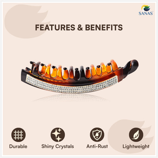 Sanas Rhinestone Banana Hair Clip For Women 1Pc