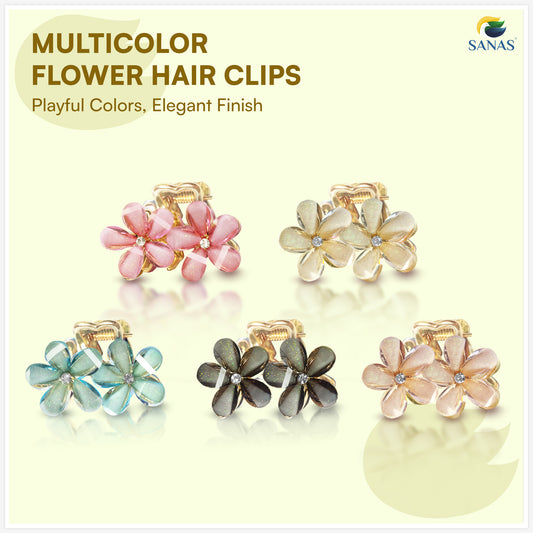 Multicolored flower hair clips, Stylish flower clip in hair accessory with durable metal spring grip