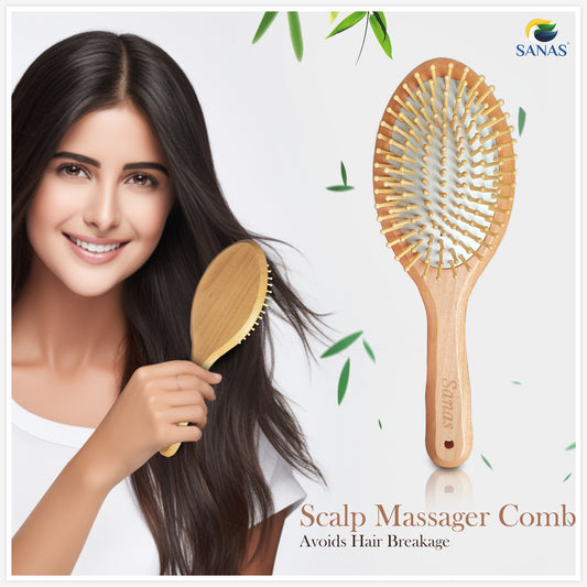 Sanas Wooden Hair Bamboo Brush - 1Pc