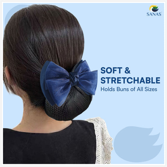 Sanas Hair Clip Juda Net For Women Shiny Blue Mesh Pattern (1Pc)