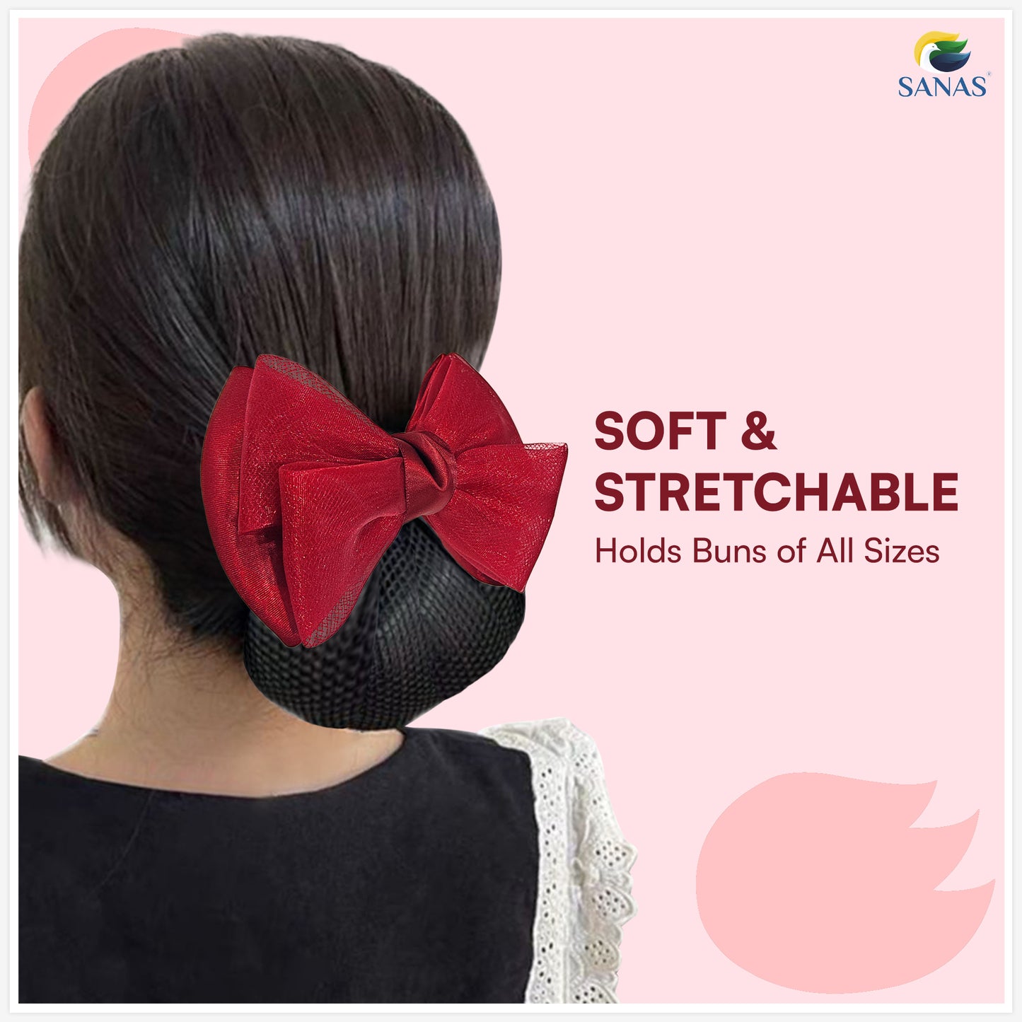 SANAS (1 Pc) Hair Clip Juda Net Shiny Red Mesh Pattern Hair Accessories for Women (1 Pc)