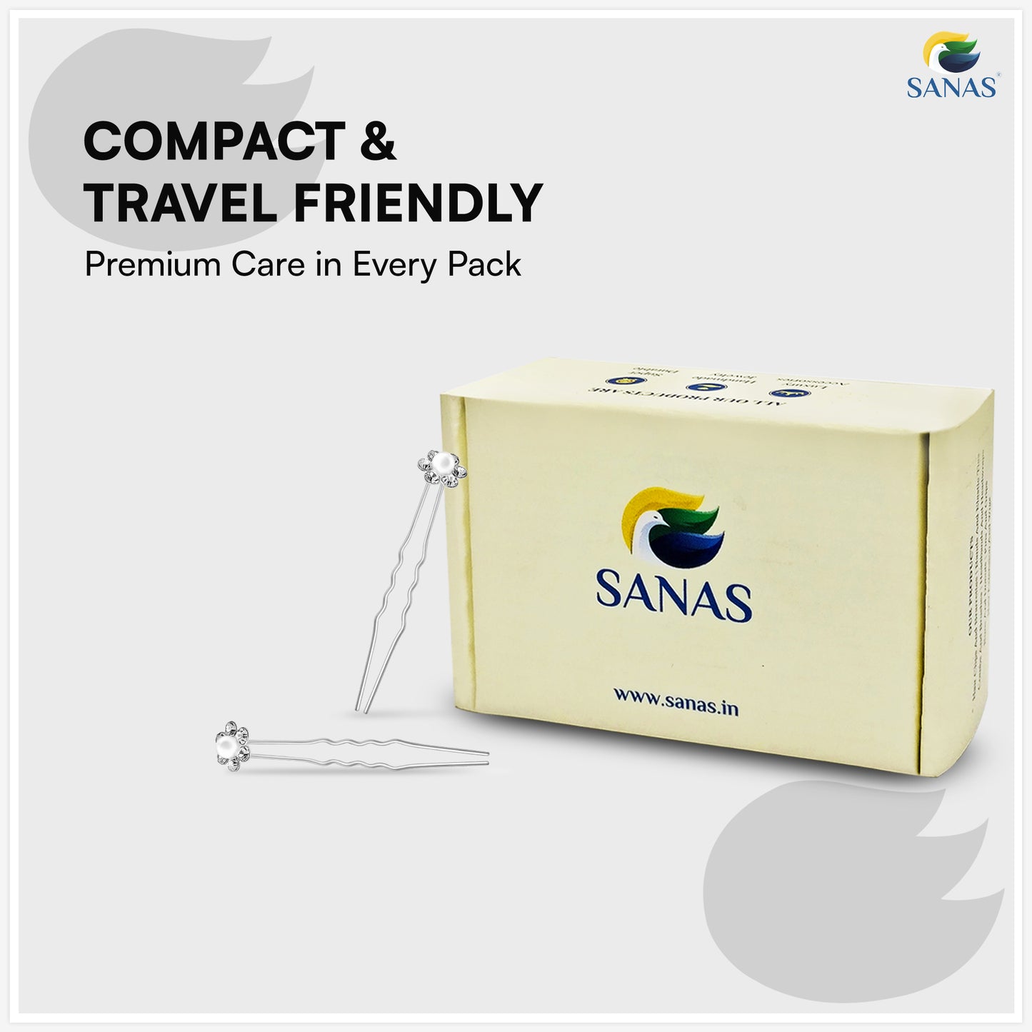 Sanas Pearl Juda Pin Set – CR Silver Bun & Updo Hair Accessories – 12 Pcs