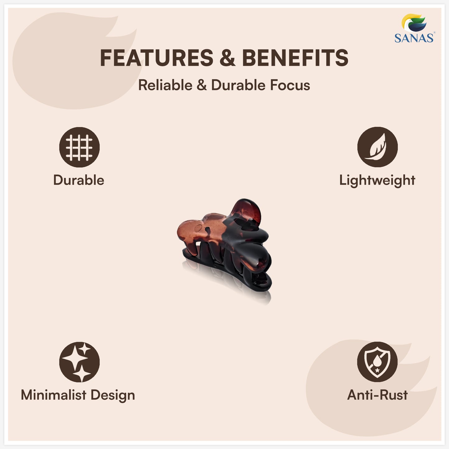 SANAS (4 Pcs) Small Hair Claw Clips Stylish Aesthetic Clutchers Cute Hair Accessories for Women and Girls Versatile 4 Shades (4 Pcs)