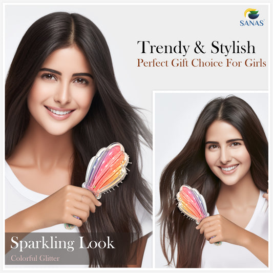 Sanas Glitter Hair Paddle Brush - 1Pc