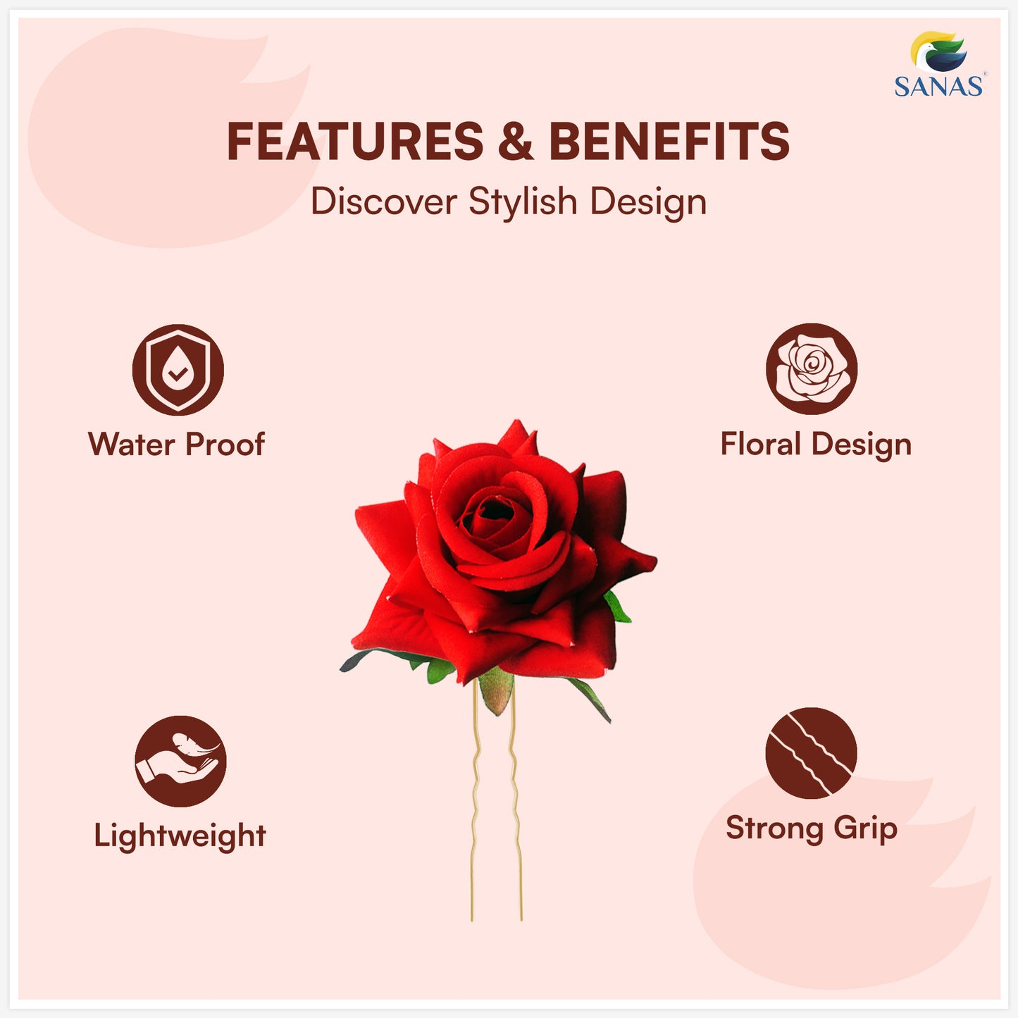 U shape floral hair pins for women bun hairstyles