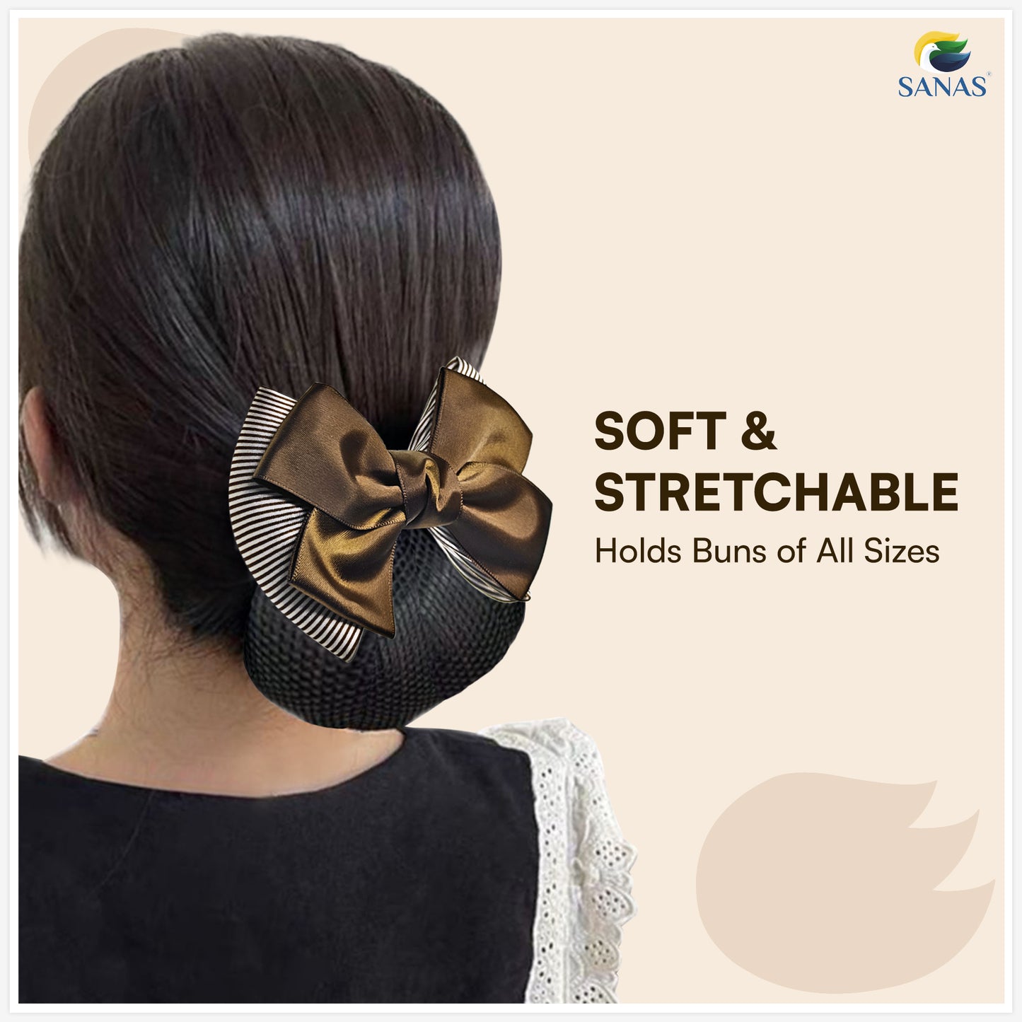 Sanas hair clip juda net brown for women (1Pc)