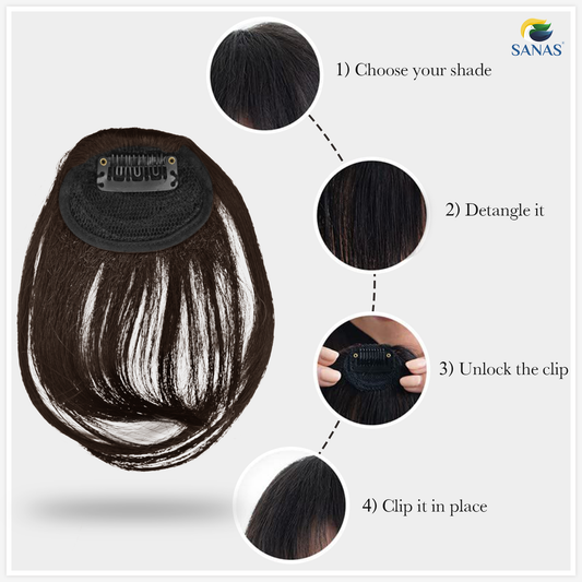 Sanas Brown Hair Bangs Extension - 1Pc