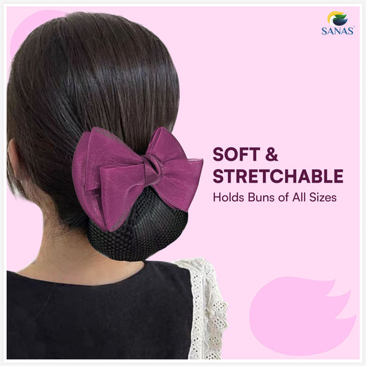 Sanas Hair Clip Juda Net For Women Shiny Purple Mesh Pattern (1Pc)