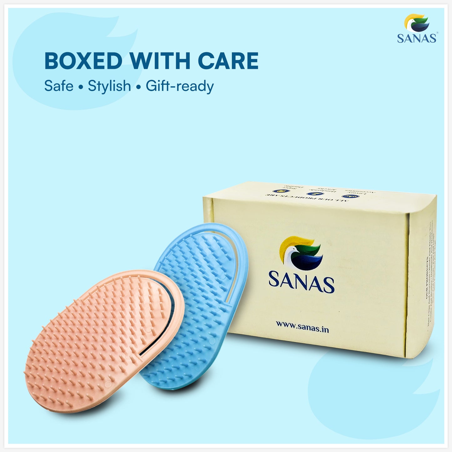 Sanas Soft Rubber Teeth Pocket Comb - 3Pcs