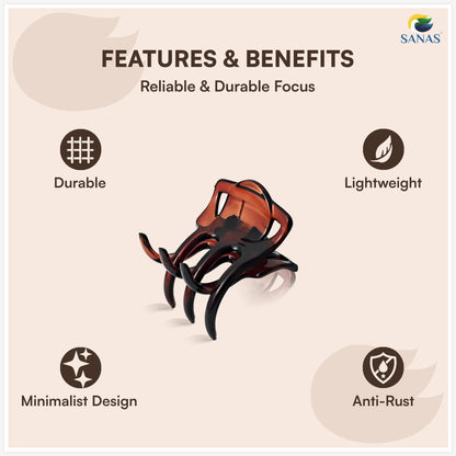 SANAS (4 Pcs) Korean Hair Claw Clips Stylish Aesthetic Clutchers Hair Accessories for Women and Girls Versatile 4 Shades (4 Pcs)