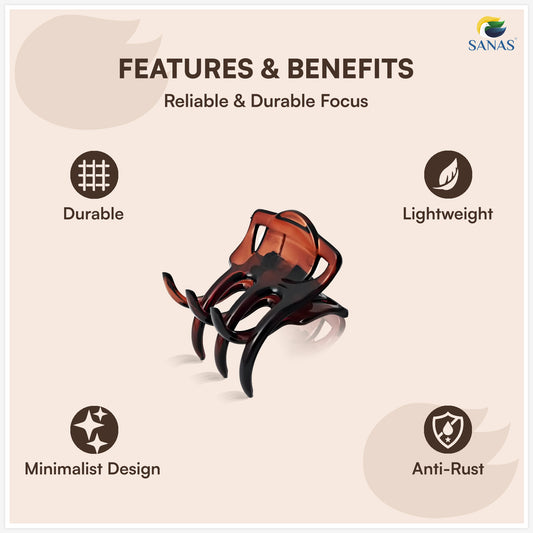 SANAS (4 Pcs) Korean Hair Claw Clips Stylish Aesthetic Clutchers Hair Accessories for Women and Girls Versatile 4 Shades (4 Pcs)