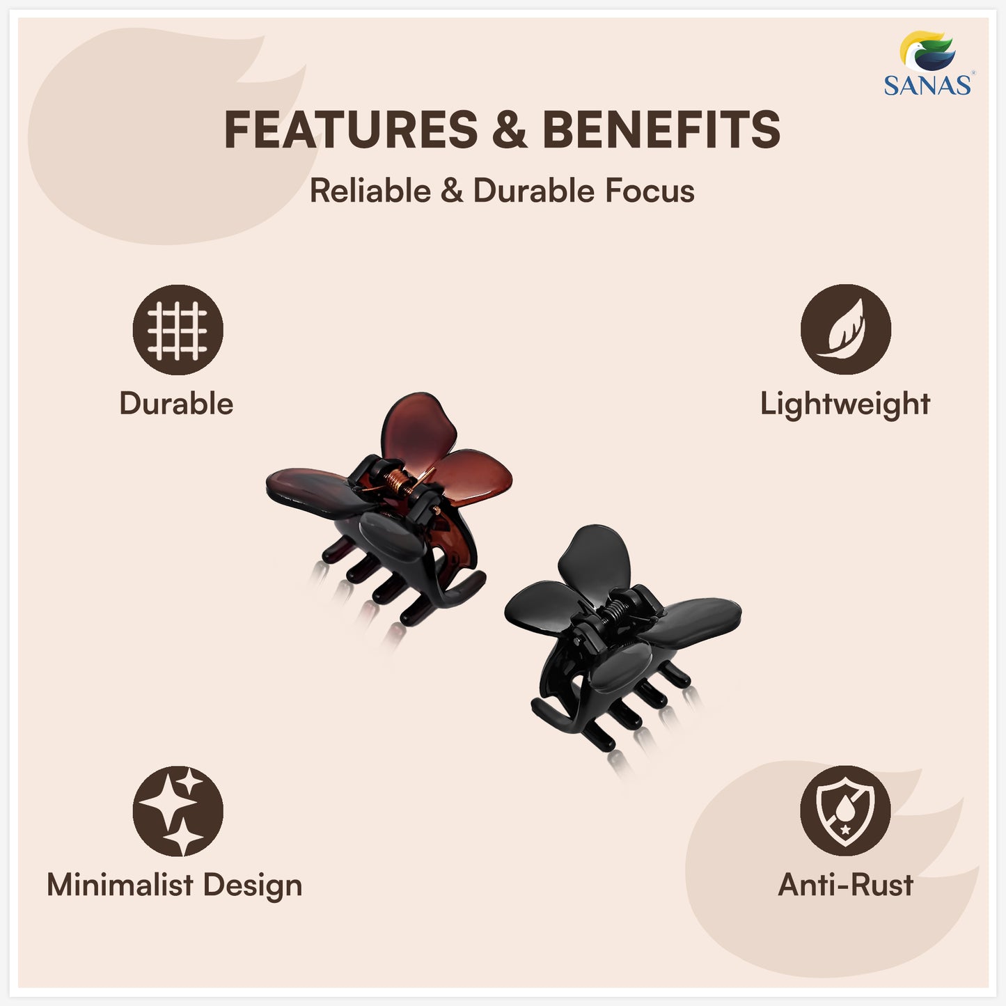 SANAS (4 Pcs) Butterfly Hair Claw Clips Stylish Aesthetic Small Clutchers Hair Accessories for Women and Girls Versatile 4 Shades (4 Pcs)