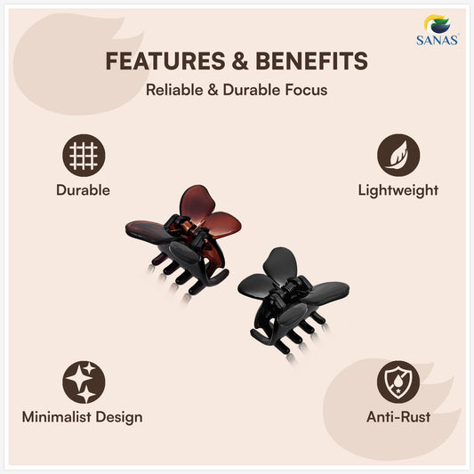 SANAS (4 Pcs) Butterfly Hair Claw Clips Stylish Aesthetic Small Clutchers Hair Accessories for Women and Girls Versatile 4 Shades (4 Pcs)