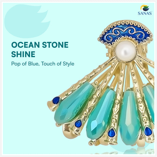 Sanas Blue Stone Hair Clutcher For Women 1 Pc