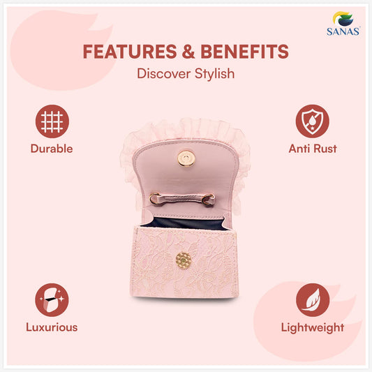 SANAS Pink Party Sling Bag with Pearl Handle