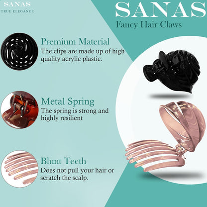 Sanas Rose Hair Clips For Women - 3Pcs