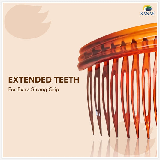 Hair comb with extended teeth on a beige background, featuring the SANAS brand.