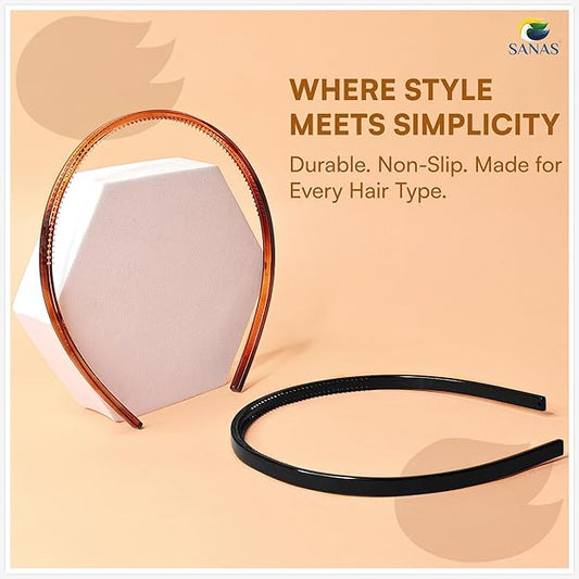 Stretchable plain hair band with double teeth grip