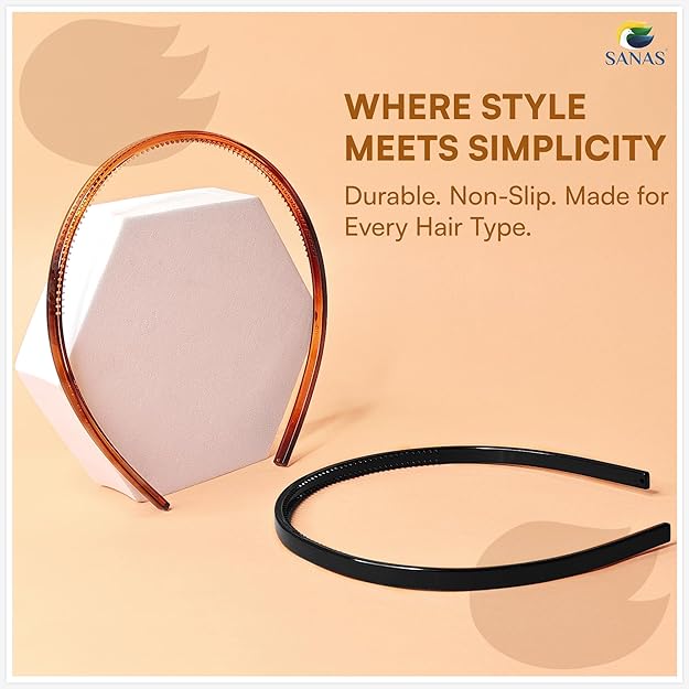Stretchable plain hair band with double teeth grip
