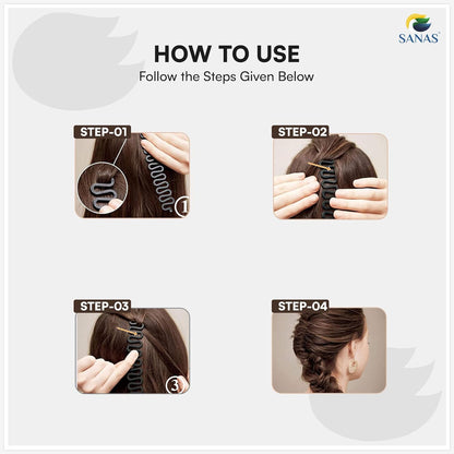Step-by-step guide on how to use a hair product with Sanas branding.