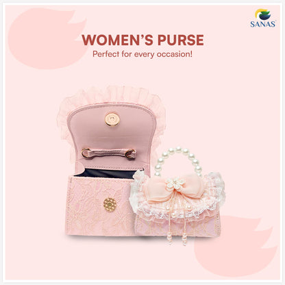 SANAS Pink Party Sling Bag with Pearl Handle