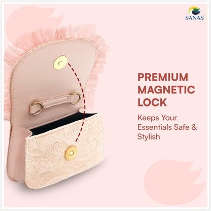SANAS Pink Party Sling Bag with Pearl Handle