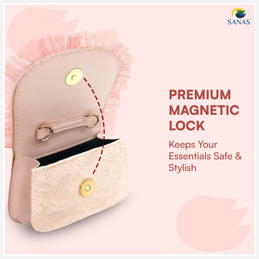 SANAS Pink Party Sling Bag with Pearl Handle