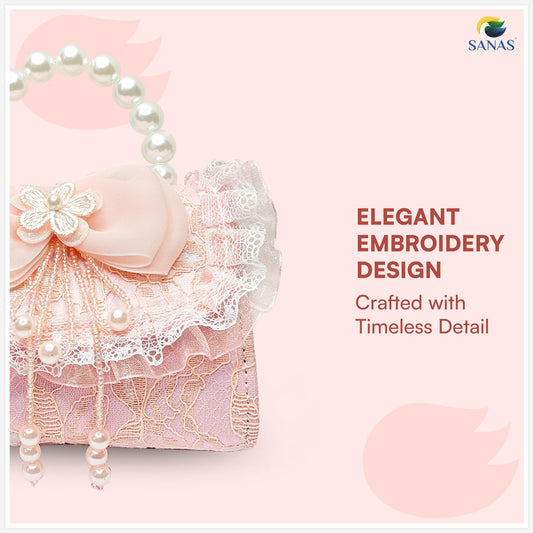 SANAS Pink Party Sling Bag with Pearl Handle