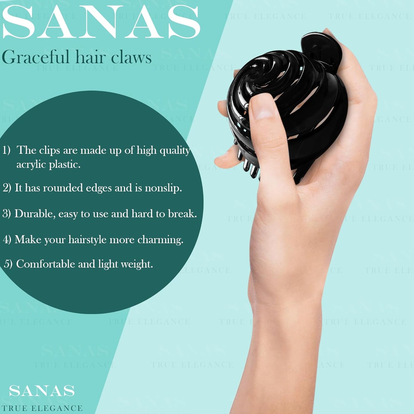 Sanas Rose Hair Clips For Women - 3Pcs