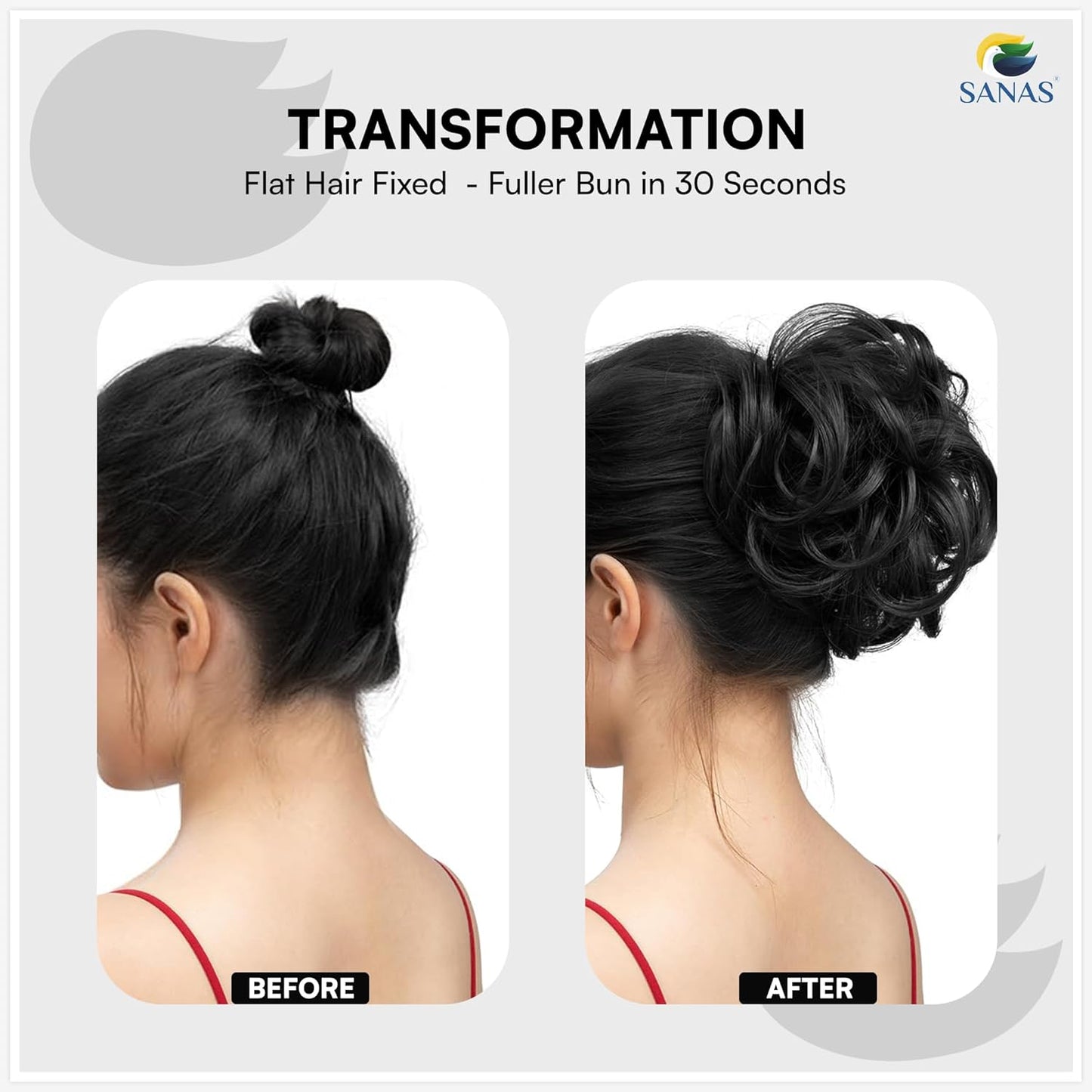 Black synthetic hair bun scrunchie for women hairstyles