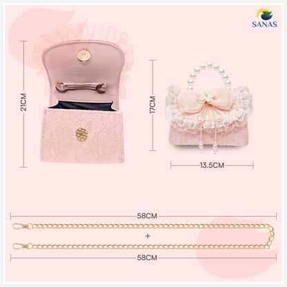 SANAS Pink Party Sling Bag with Pearl Handle