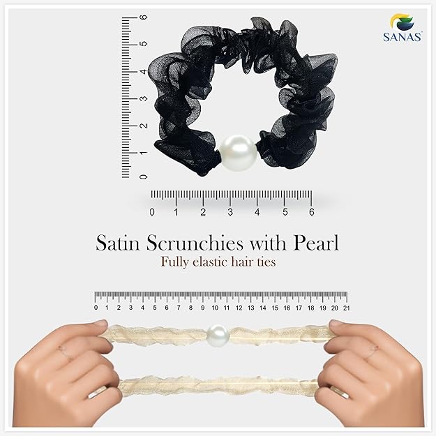 Stylish satin hair scrunchies with pearl bead design