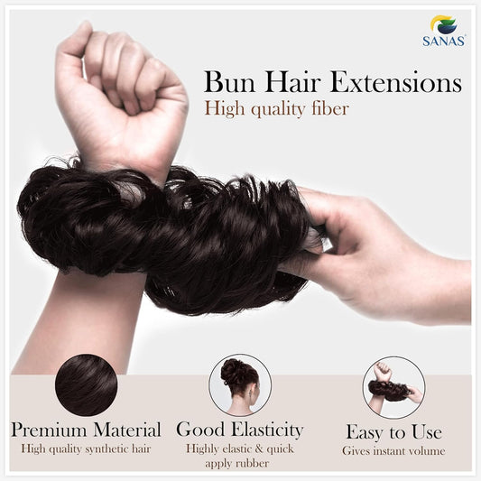 Brown messy bun hair extension for women and girls