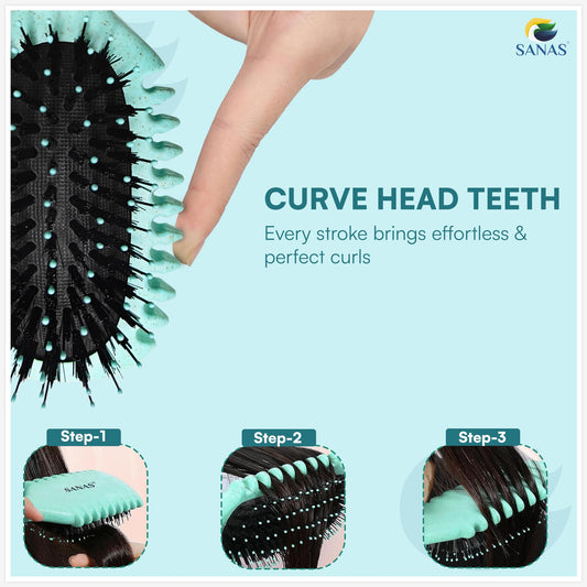 Sanas Curly Hair Brush & Wide Tooth Comb Set 2Pc