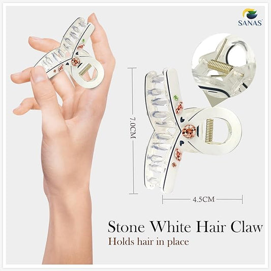 Bridal style white flower claw clip for women