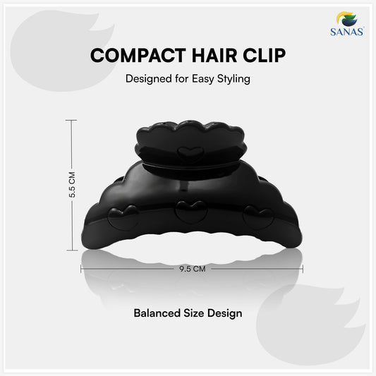 SANAS (2 Pcs) Stylish Hair Claw Clips Aesthetic Clutchers Hair Accessories for Women and Girls Versatile Black and Dual Tone (2 Pcs)