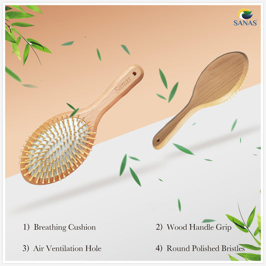 Sanas Wooden Hair Bamboo Brush - 1Pc