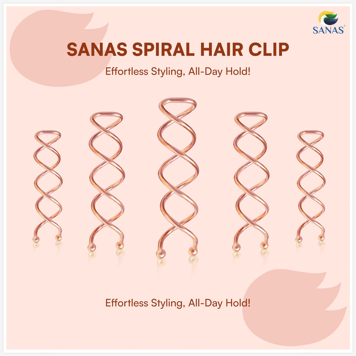 Sanas Spiral Hair Cips Copper 10 pcs