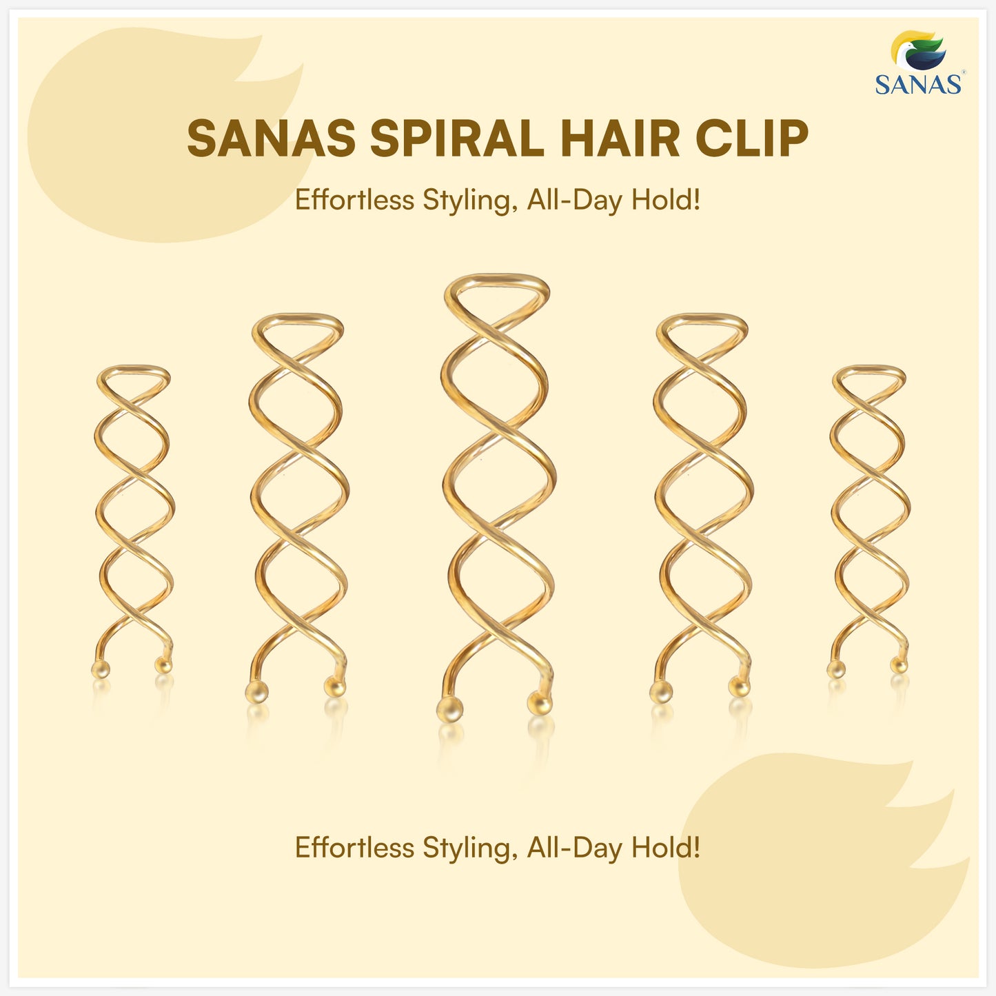 Sanas Spiral Hair Pins Golden 10 Pcs