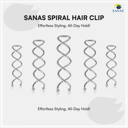 Sanas Spiral Silver Hair Clip 10 Pcs