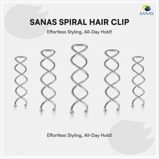 Sanas Spiral Silver Hair Clip 10 Pcs