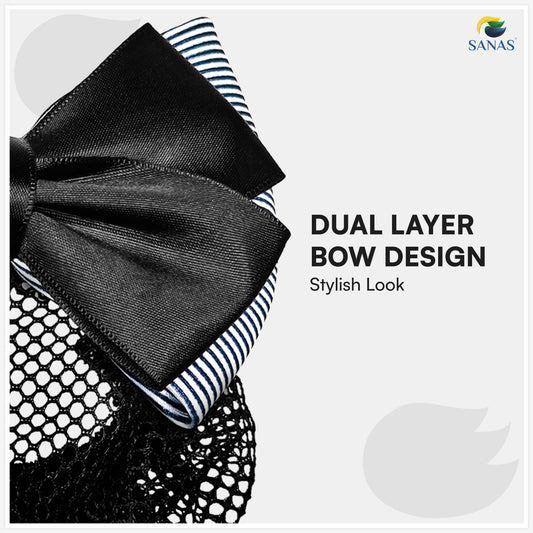 Sanas Blue Barrette Bow Net (Navy Blue) 1 Pc
