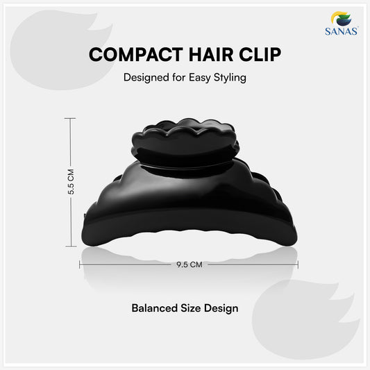 SANAS (2 Pcs) Hair Claw Clips Stylish Aesthetic Clutchers Hair Accessories for Women and Girls Versatile Black and Dual Tone (2 Pcs)