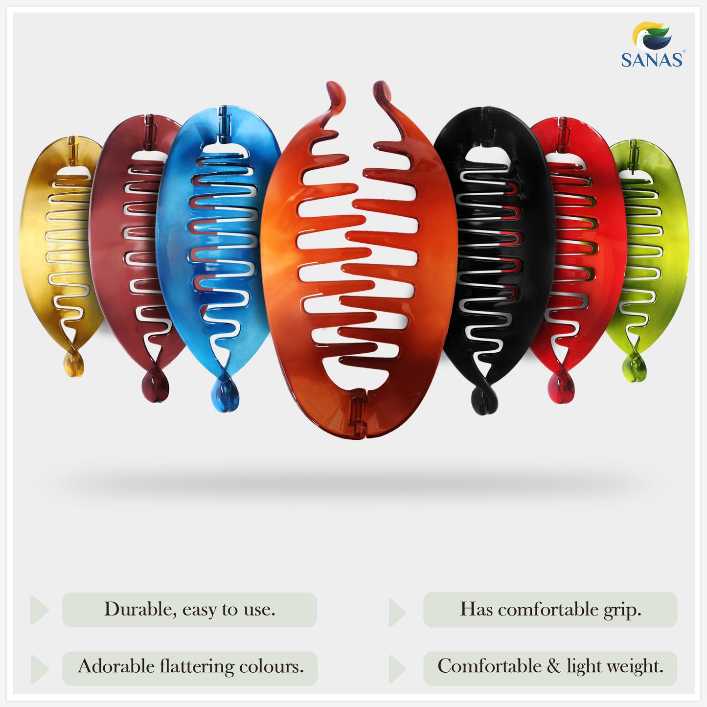 Sanas Banana Multicolor Hair Clip - 4Pcs