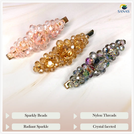 Sanas Beaded Hair Clips for Women - 3Pcs
