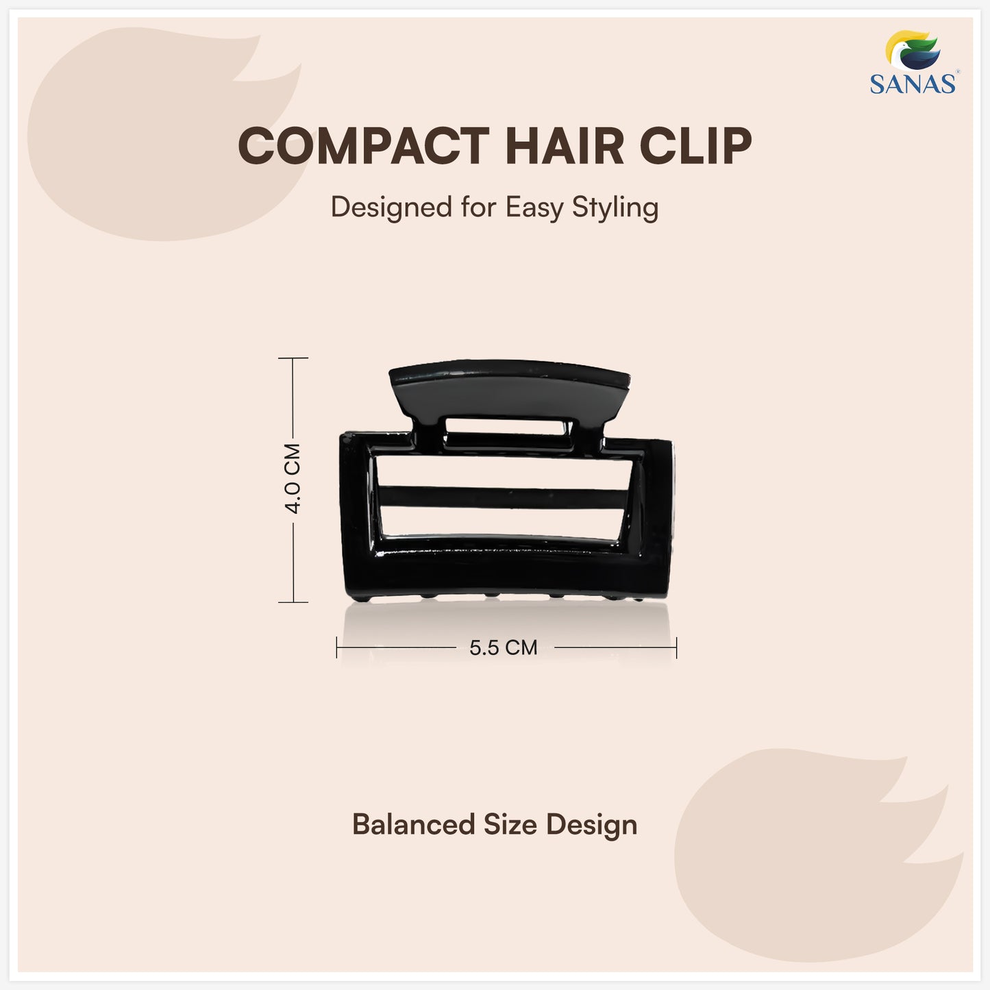 SANAS (3 Pcs) Plastic Hair Claw Clips Stylish Aesthetic Clutchers Hair Accessories for Women and Girls Versatile 3 Shades (3 Pcs)