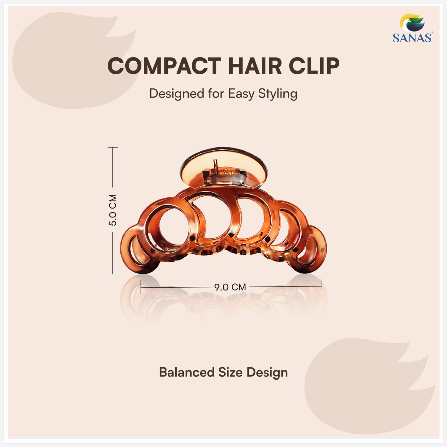 SANAS (3 Pcs) Six Ring Large Hair Clips Hair Accessories for Women (3 Pcs)