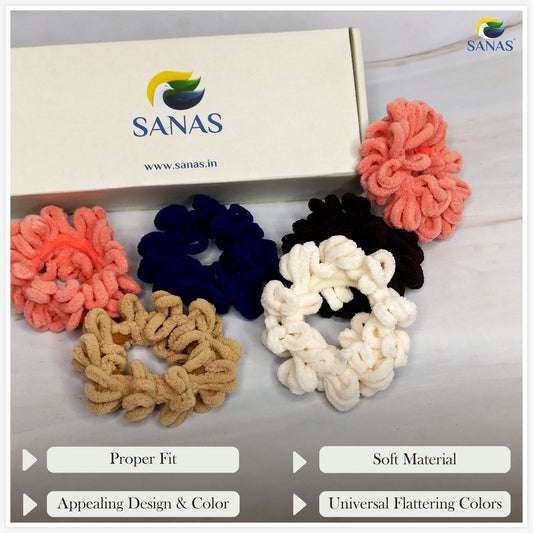 Sanas Crochet Scrunchies Hair Band - 12Pcs